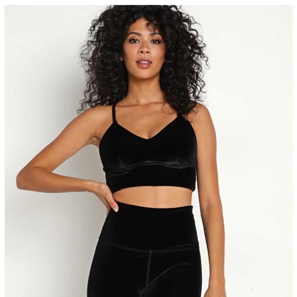 Chic Black Velvet Crop Top and Skirt Set